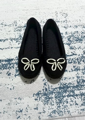 Nakışlı Siyah örgü Kadın Ev babeti - Görsel 2