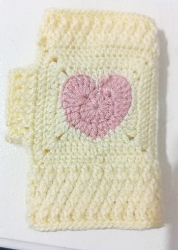 Beyaz Örgü Bohem cocuk Eldiveni - Görsel 3