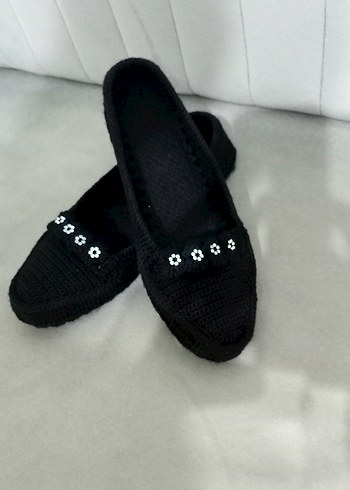 Siyah Örgü Kadın babet patik - Görsel 2