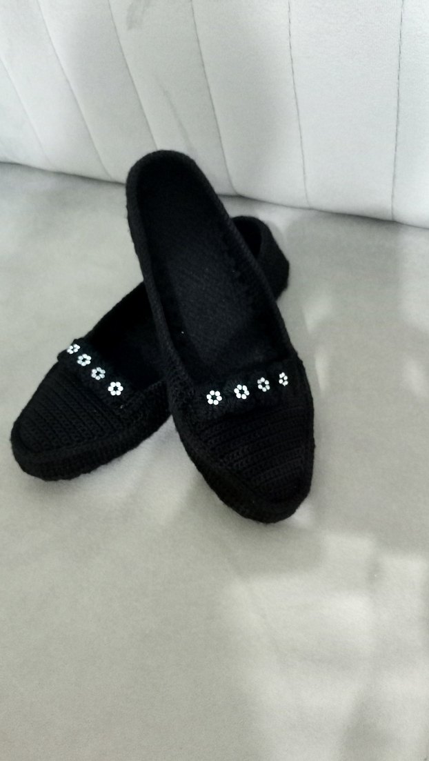 Siyah Örgü Kadın babet patik - Görsel 2