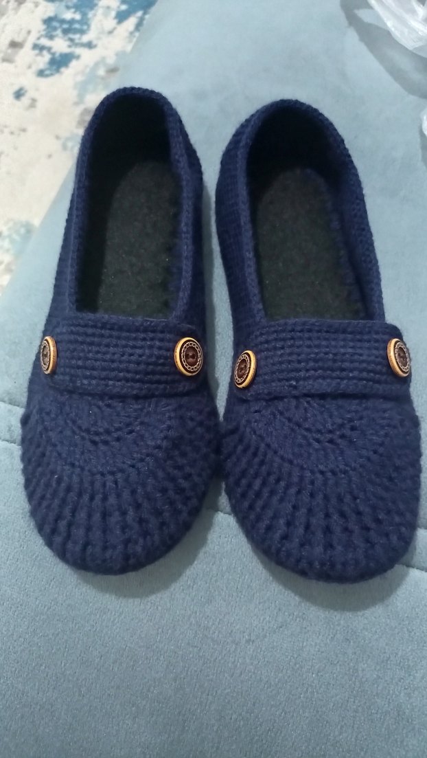 lacivert Örgü Kadın Ev babeti - Görsel 2