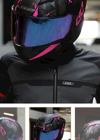 LS2 Race Rapid Palimnesis Siyah-Pembe Kadın Kask - Görsel 2