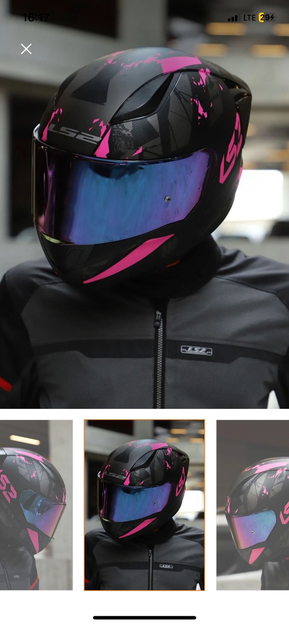 LS2 Race Rapid Palimnesis Siyah-Pembe Kadın Kask - Görsel 2