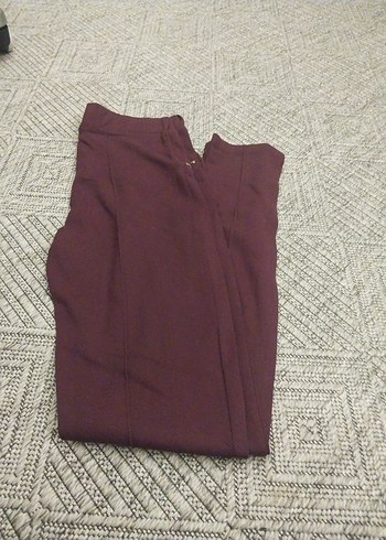 m Beden Bordo Kadın Dar Kesim Fermuarlı Kumaş Pantolon