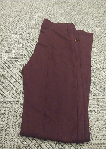 Koton Bordo Kadın Dar Kesim Fermuarlı Kumaş Pantolon
