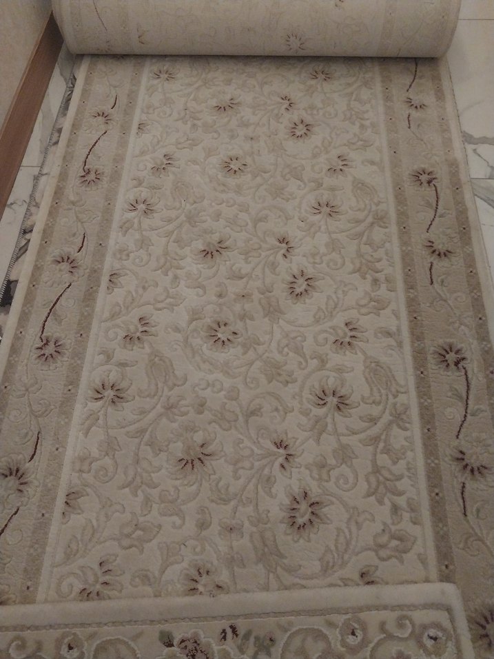 Bej Çiçek Desenli Klasik Halı yolluk - Görsel 2