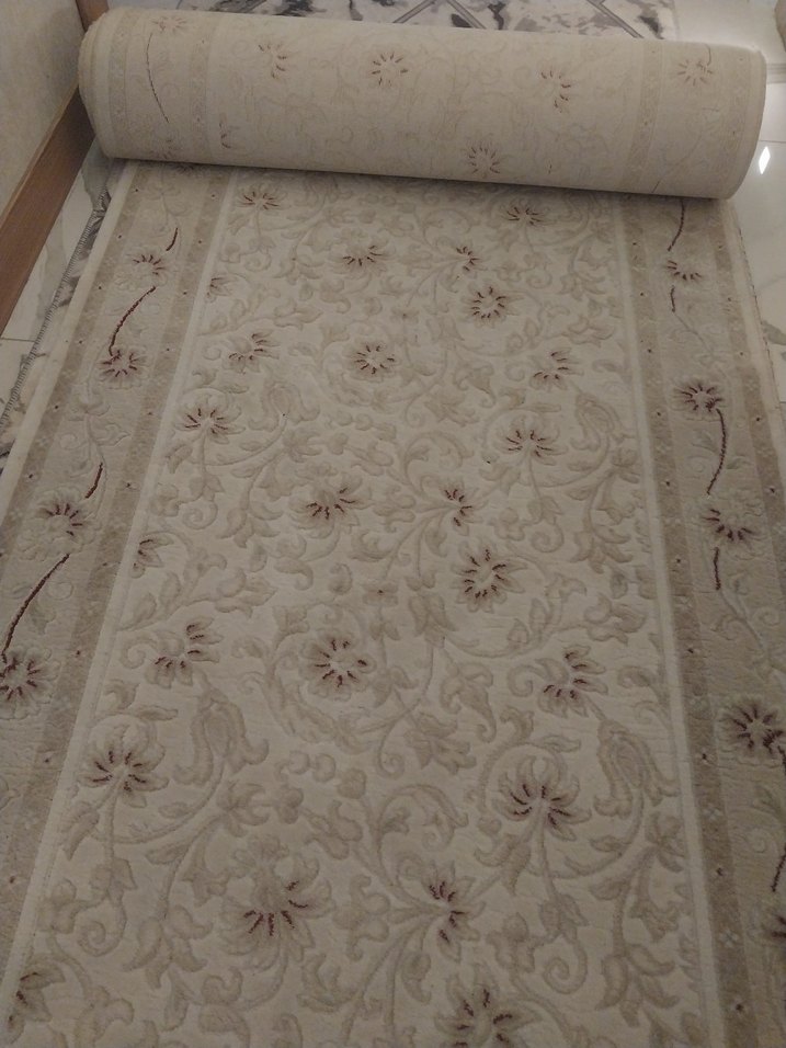 Bej Çiçek Desenli Klasik Halı yolluk - Görsel 4