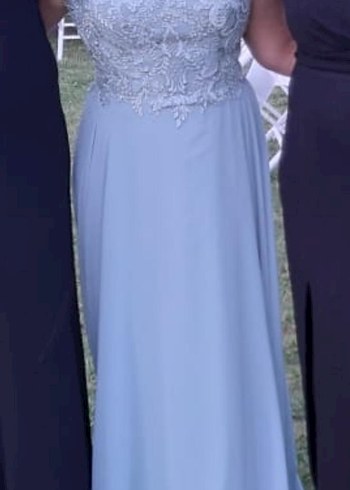 Açık yeşil Drapeli Uzun Abiye Elbise - Görsel 4