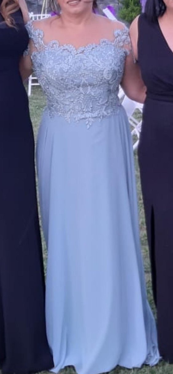 Açık yeşil Drapeli Uzun Abiye Elbise - Görsel 3