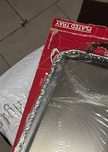 Kırmızı Parlak Metal Tepsi - Görsel 4