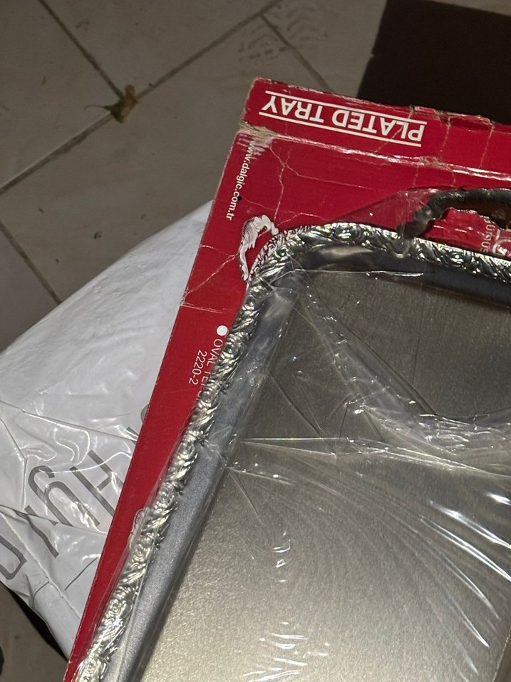 Kırmızı Parlak Metal Tepsi - Görsel 4