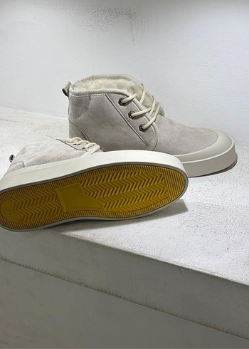 Bej Süet Kürklü Kadın Dolgu Topuk Bot - Görsel 3