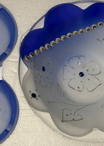 Mavi taş işlemeli tabak küllük seti - Görsel 6