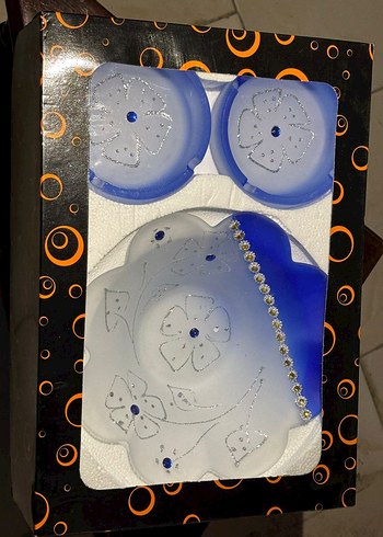 Mavi taş işlemeli tabak küllük seti - Görsel 4