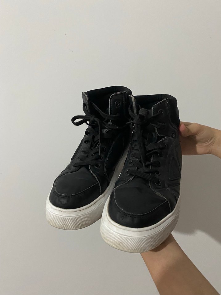 Siyah Bağcıklı Stiletto Topuklu Kadın Spor Ayakkabı - Görsel 2