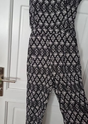 Bohem Siyah Beyaz Desenli Kadın Tulum - Görsel 3