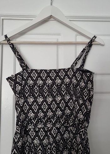 Bohem Siyah Beyaz Desenli Kadın Tulum - Görsel 4