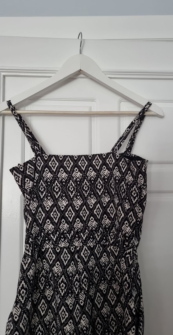 Bohem Siyah Beyaz Desenli Kadın Tulum - Görsel 4