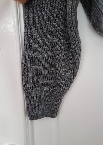 Gri Balıkçı Yaka Örgü Crop Kazak - Görsel 4