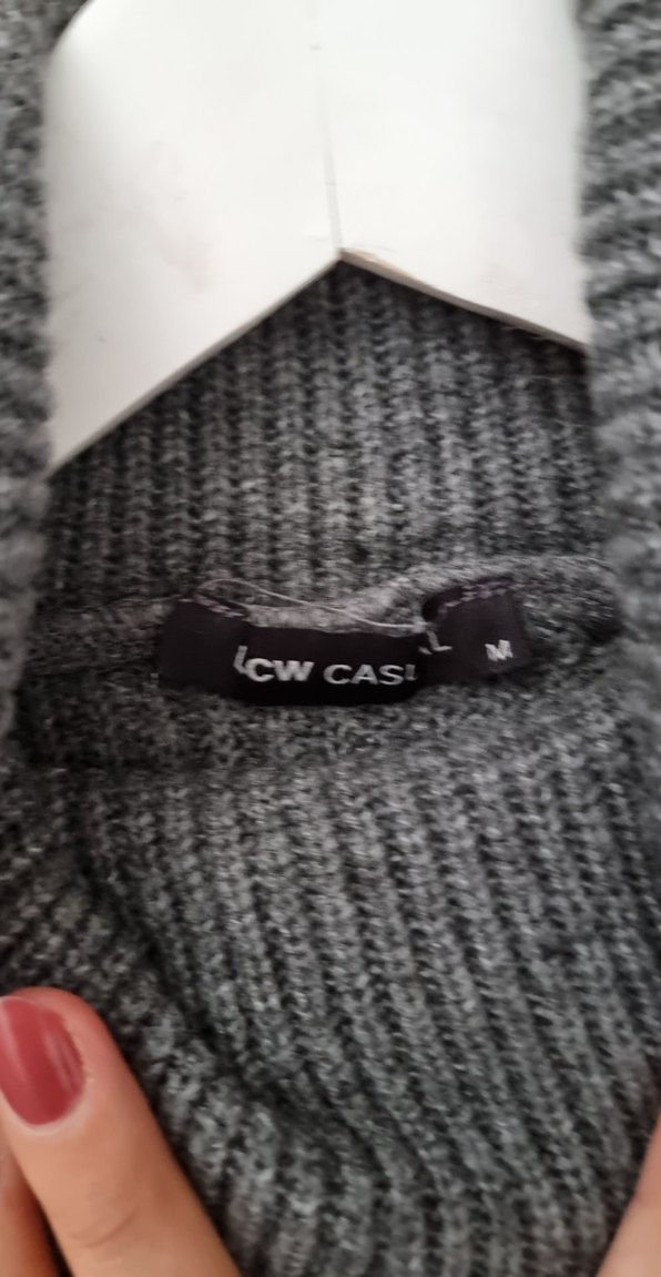 Gri Balıkçı Yaka Örgü Crop Kazak - Görsel 5