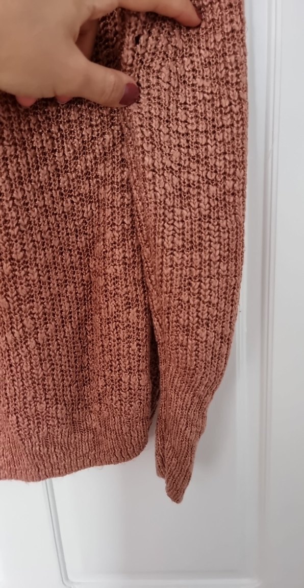 Gül Kurusu Sık Dokulu Örme Kazak - Görsel 3