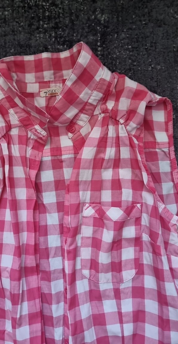 Pembe Kareli Kolsuz Gömlek - Görsel 2