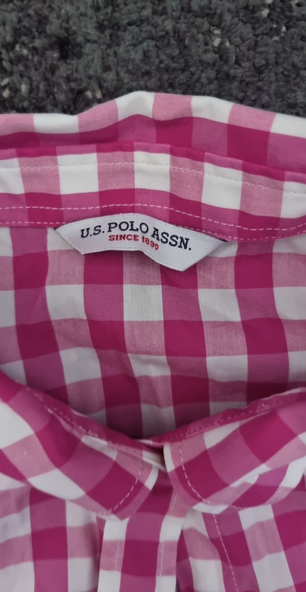 U.S. Polo Pembe Kareli Gömlek - Görsel 2