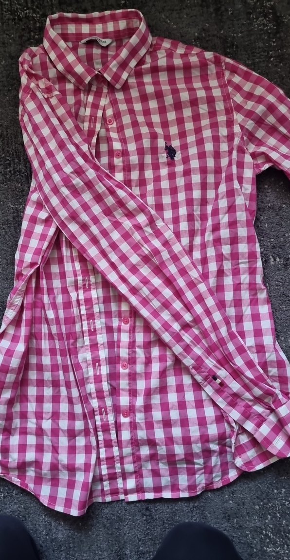 U.S. Polo Pembe Kareli Gömlek - Görsel 4