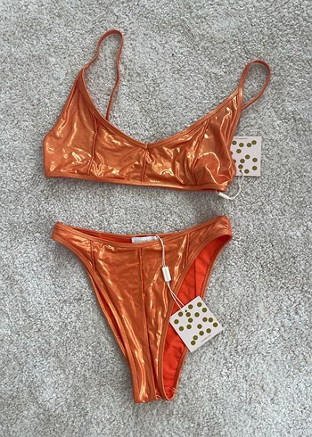 ETIKETI UZERINDE Parlak Turuncu Bikini Seti - Görsel 4