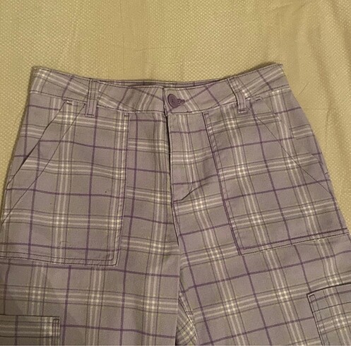 H&M H&M lila kareli y2k kargo kot pantolon