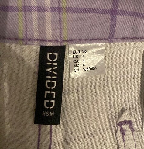 36 Beden mor Renk H&M lila kareli y2k kargo kot pantolon
