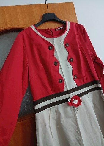 Tekbir Bordo Bej Uzun Kollu Uzun Elbise