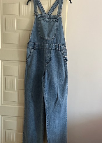 Kadın Mavi Denim Uzun Tulum