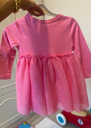 Uzun Kollu Pembe Barbie Kız Elbise - Görsel 5