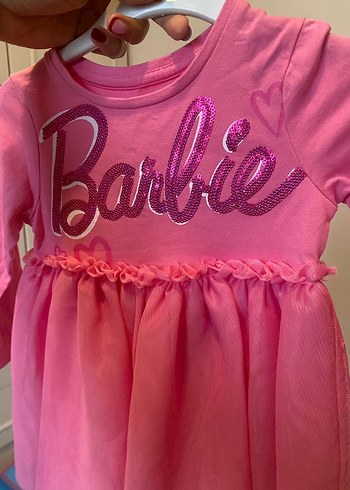 Uzun Kollu Pembe Barbie Kız Elbise - Görsel 4