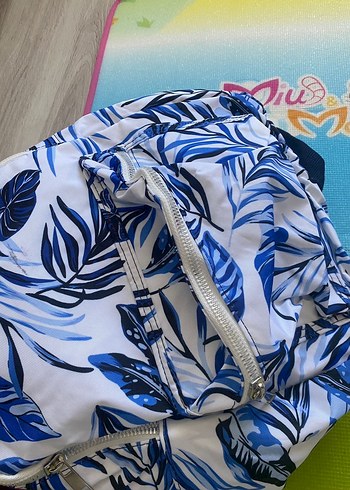 Mavi Yaprak Desenli Kadın Sırt Çantası - Görsel 5