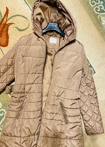 Bej Kemerli Kadın mont M - Görsel 6