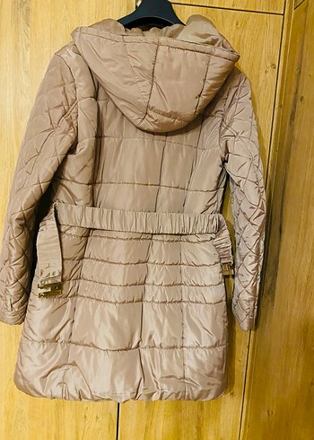 Bej Kemerli Kadın mont M - Görsel 3