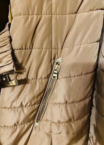 Bej Kemerli Kadın mont M - Görsel 2