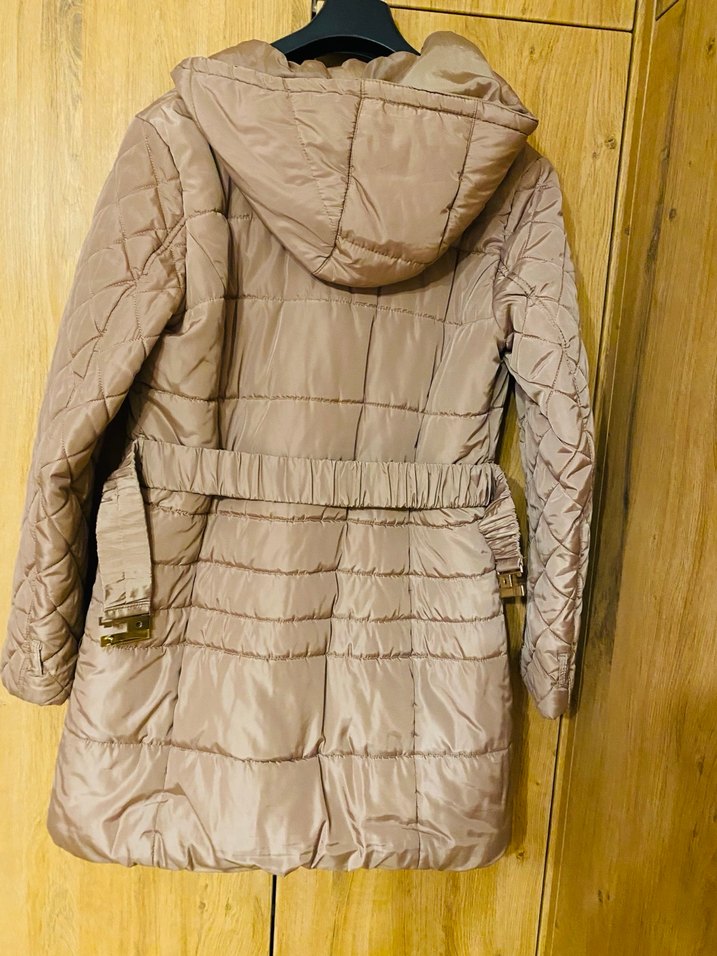 Bej Kemerli Kadın mont M - Görsel 3