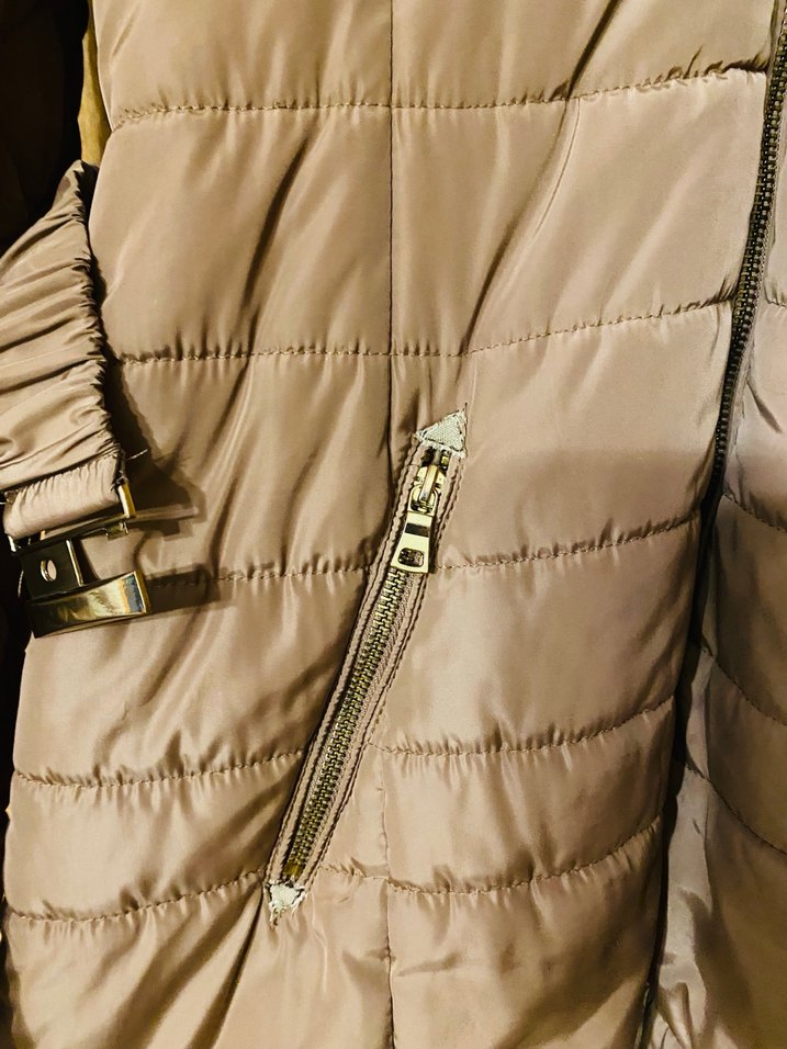 Bej Kemerli Kadın mont M - Görsel 2