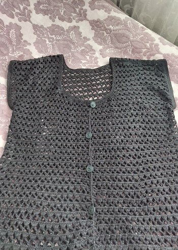 Gri Düğmeli Örgü Süveteri hırka - Görsel 4