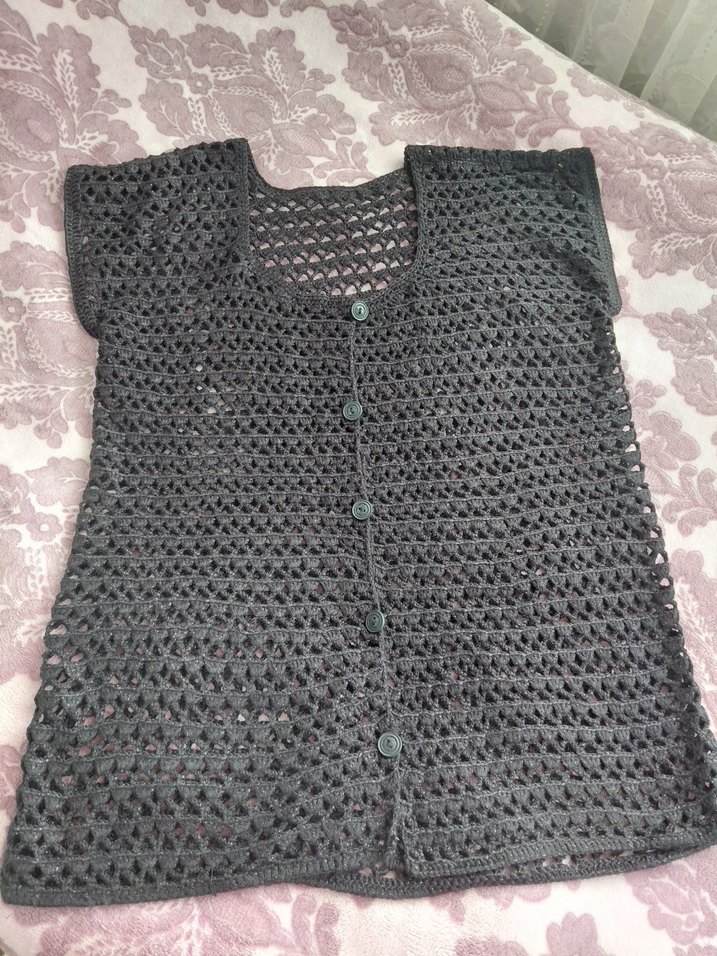 Gri Düğmeli Örgü Süveteri hırka - Görsel 3