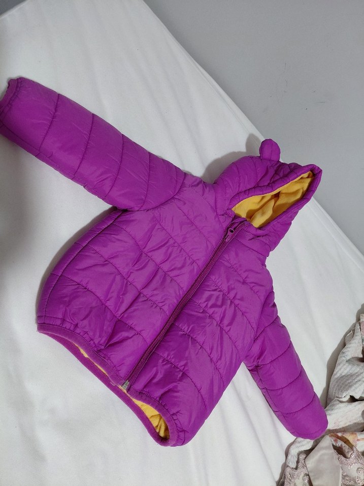 Kapüşonlu Mor Kız Çocuk Mont - Görsel 2