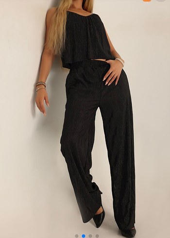 Siyah Pilili Kadın Uzun ikili takım - Görsel 2