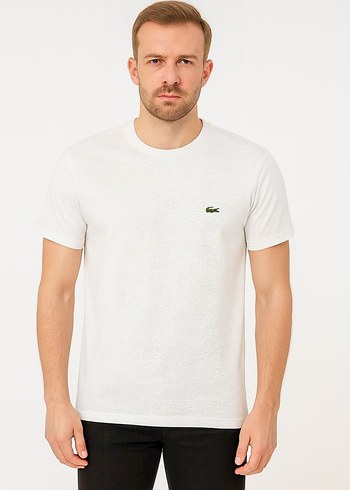 Lacoste Erkek Beyaz Keten Kısa Kollu Tişört