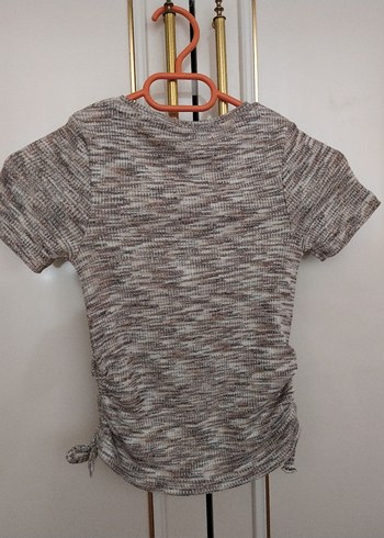 Kısa Kollu, Yuvarlak Yaka Kadın Triko Tişört - Görsel 2