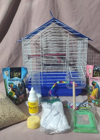 Konuşan Papağanlar İçin Renkli Kafes Seti - Görsel 2