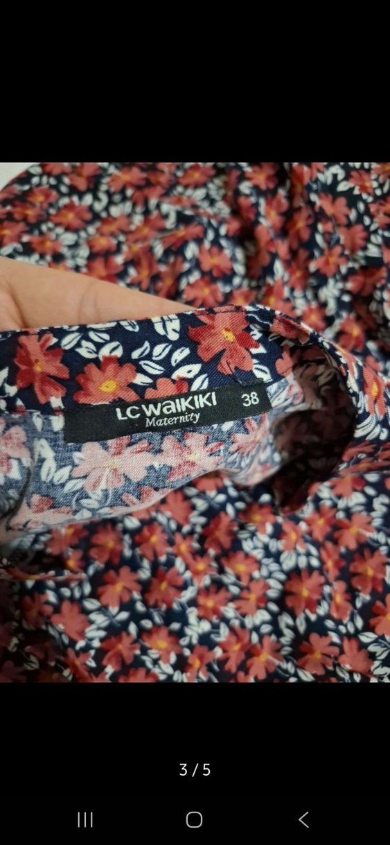 Renkli V Yaka Volanlı Uzun Kollu Kadın Elbise - Görsel 3