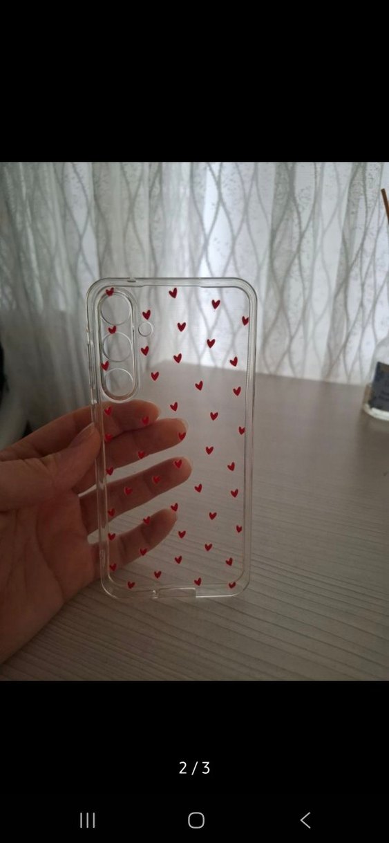 Şeffaf Kırmızı Kalp Desenli Telefon Kılıfı Samsung A55 - Görsel 2